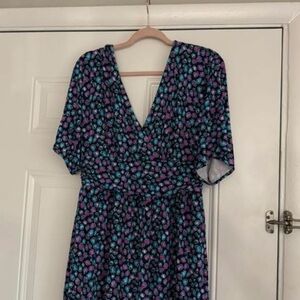 Lilly Pulitzer Blue and Pink Floral Midi Dress